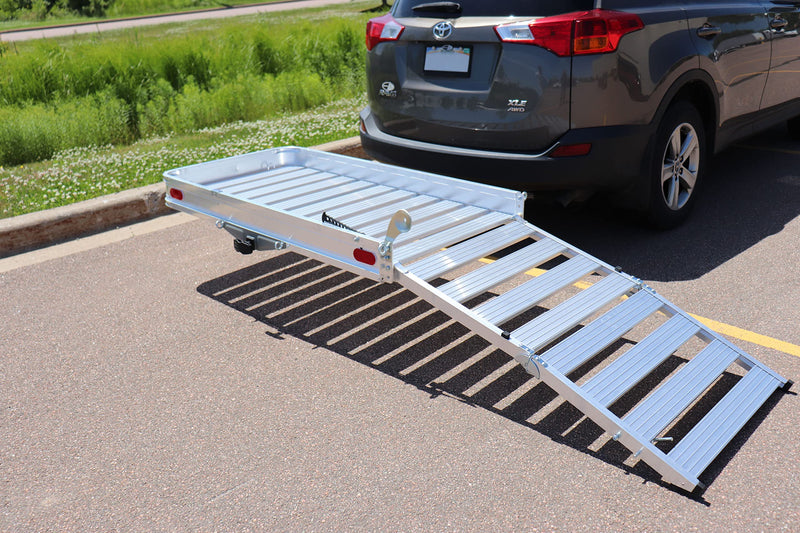 Chargez l'image dans la visionneuse de la galerie, Enthuze Aluminum Folding Cargo Carrier with Ramp - 500lb Capacity
