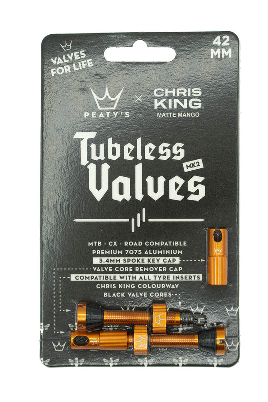 Peaty's x Chris King (MK2) Tubeless Valves, 42mm, Mango - RACKTRENDZ