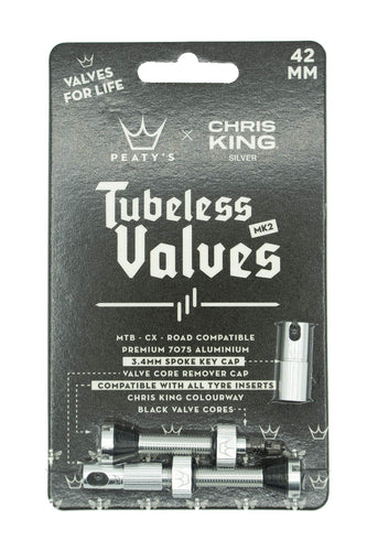 Peaty's x Chris King (MK2) Tubeless Valves, 42mm, Silver - RACKTRENDZ