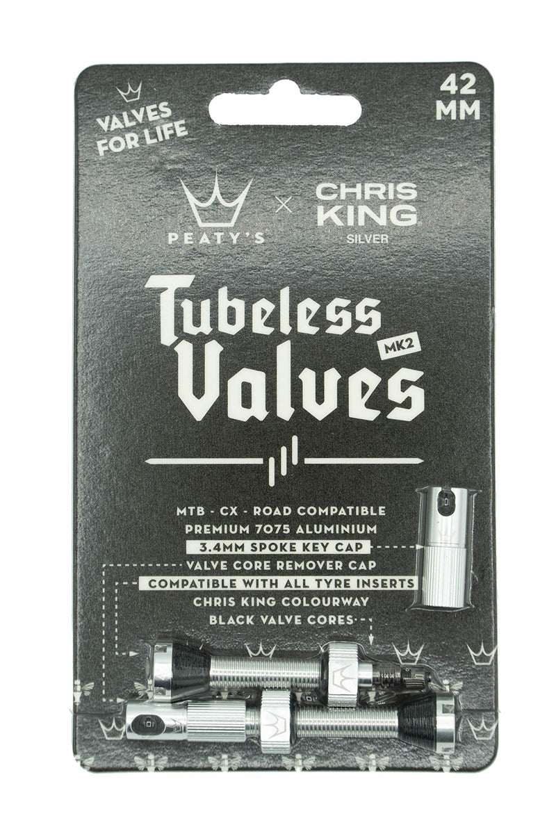 Chargez l&#39;image dans la visionneuse de la galerie, Peaty&#39;s x Chris King (MK2) Tubeless Valves, 42mm, Silver - RACKTRENDZ
