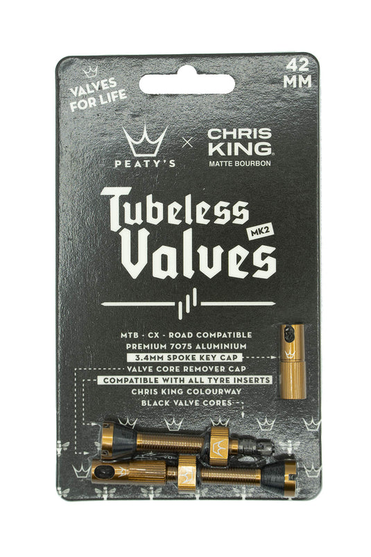 Peaty's x Chris King (MK2) Tubeless Valves, 42mm, Bourbon - RACKTRENDZ