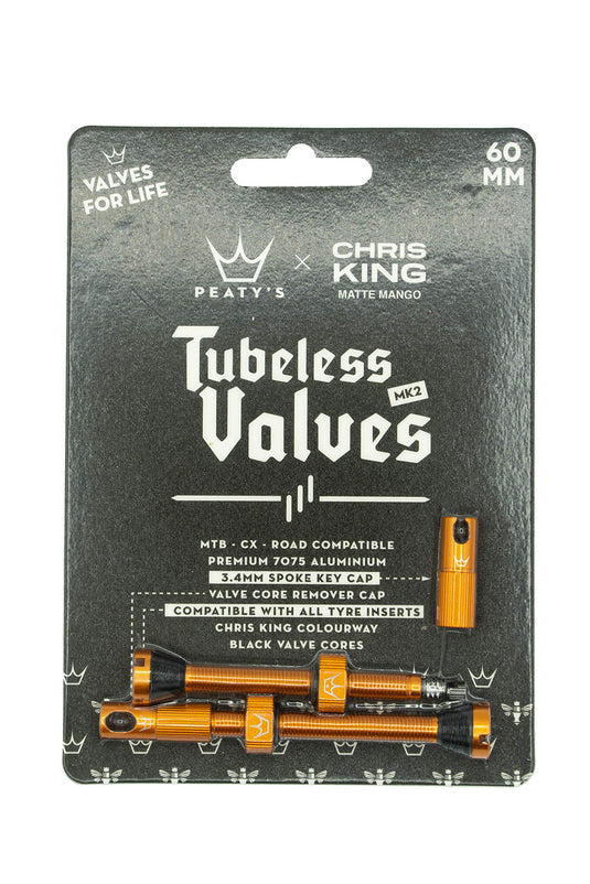 Peaty's x Chris King MK2 Tubeless Valves, 60mm, Mango - RACKTRENDZ