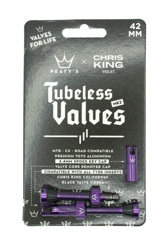 Peaty's x Chris King (MK2) Tubeless Valves, 42mm, Violet - RACKTRENDZ