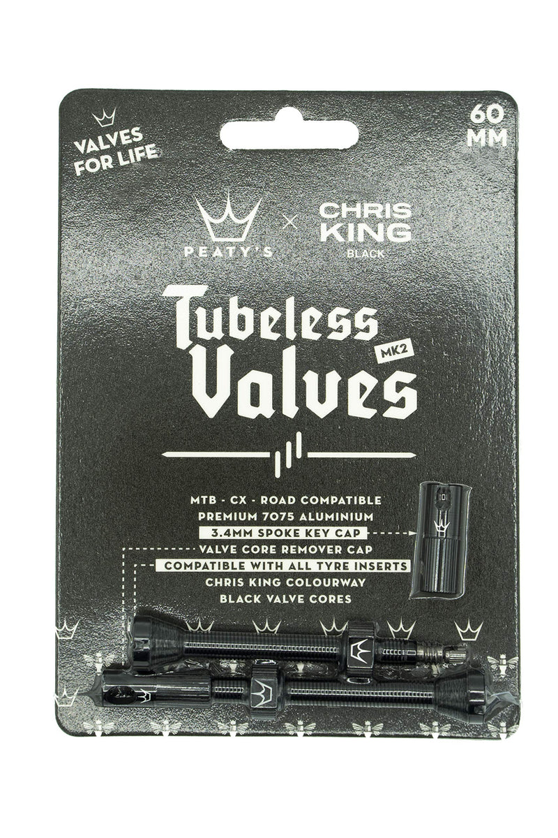 Chargez l&#39;image dans la visionneuse de la galerie, Peaty&#39;s x Chris King (MK2) Tubeless Valves, 60mm, Black - RACKTRENDZ
