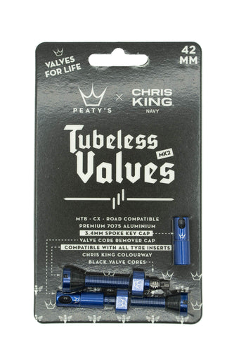 Peaty's x Chris King (MK2) Tubeless Valves, 42mm, Navy - RACKTRENDZ