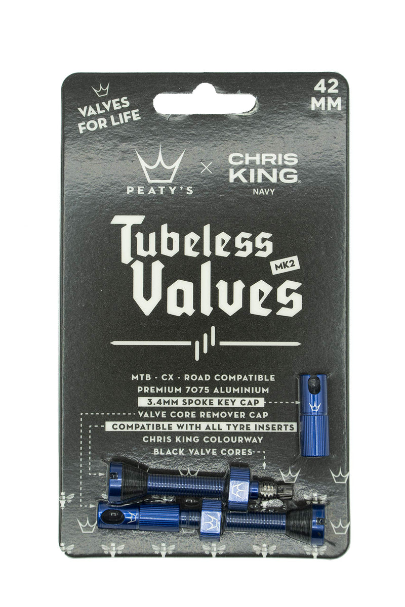 Chargez l&#39;image dans la visionneuse de la galerie, Peaty&#39;s x Chris King (MK2) Tubeless Valves, 42mm, Navy - RACKTRENDZ
