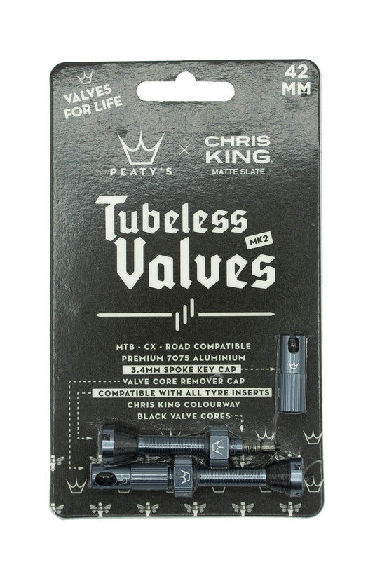 Peaty's x Chris King (MK2) Tubeless Valves, 42mm, Slate - RACKTRENDZ