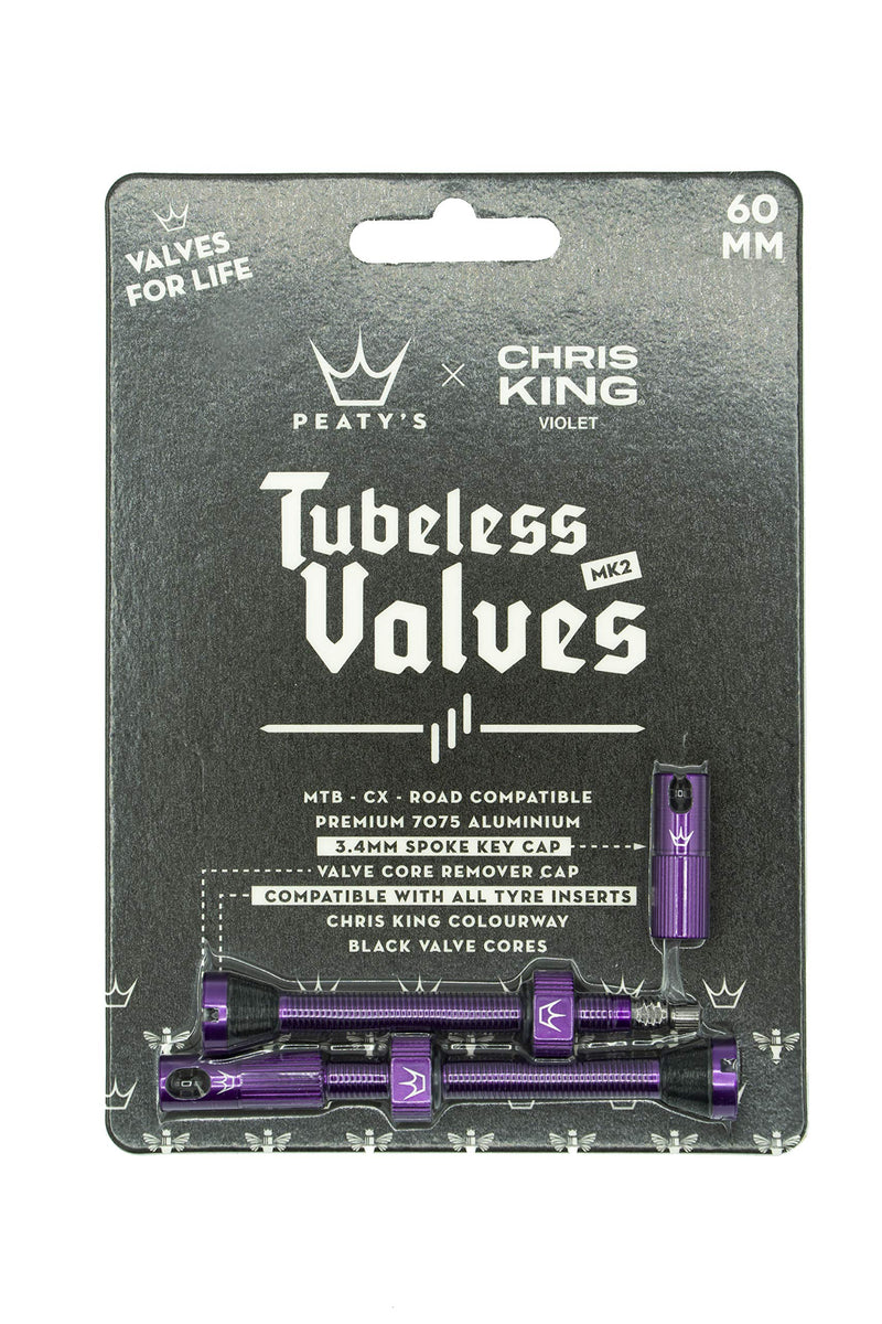 Chargez l&#39;image dans la visionneuse de la galerie, Peaty&#39;s x Chris King (MK2) Tubeless Valves, 60mm, Violet - RACKTRENDZ
