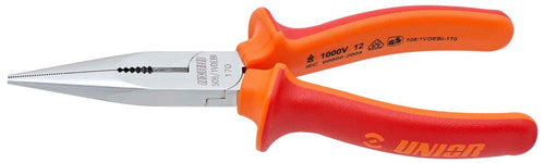 UNIOR LONG NOSE PLIERS WITH SIDE CUTTER AND PIPE GRIP STRAIGHT 170 - 508/1VDEBI