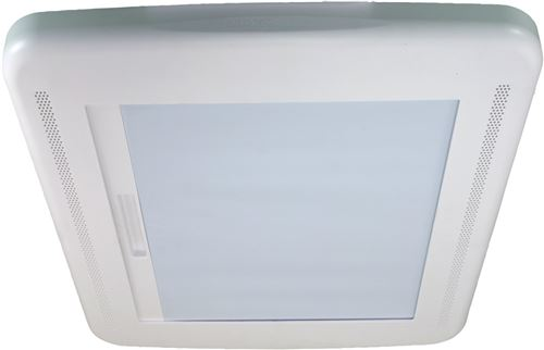 RV Products 00-03900 - MaxxAir MaxxShade Roof Vent Cover With Roller Shade - White - RACKTRENDZ