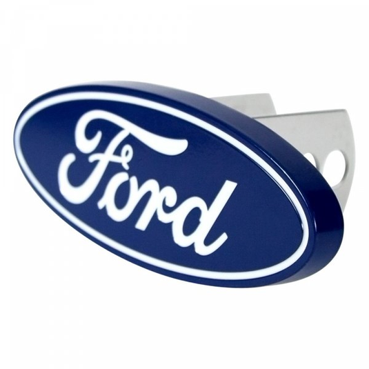 Plasticolor 002236 - Blue Hitch Cover with Chrome Ford Logo for 2" Receivers - RACKTRENDZ