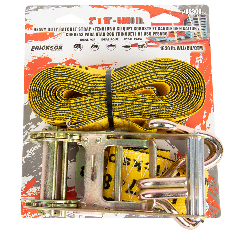 Load image into Gallery viewer, Erickson 52300 - Ratchet Strap with Double J-Hooks 2&quot;x15&#39; - 5000 lbs - RACKTRENDZ
