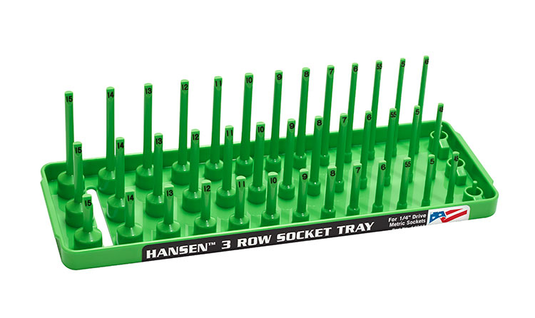 Hansen Global 14043 - Metric Three Row Socket Tray for 1/4 Drive Sockets Green - RACKTRENDZ