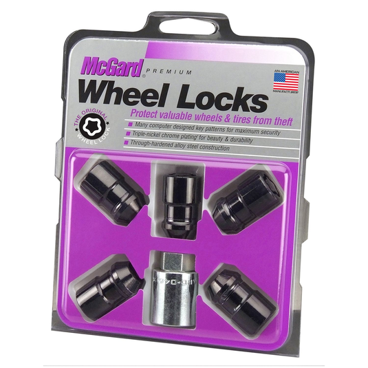 Black Cone Seat Wheel Lock (Set of 5) 1.46" Overall Length 19mm Hex Key - RACKTRENDZ