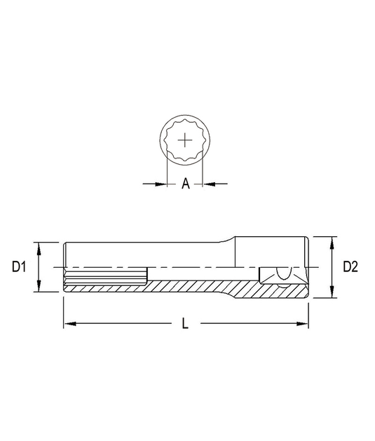 Genius 275208 - Douille chromée profonde 1/4