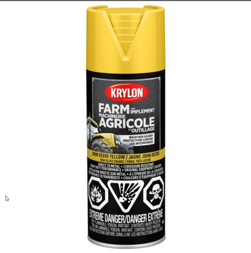 Krylon 41934 - Émail DTM brillant pour ferme et outils, aérosol John Deere jaune 12 oz