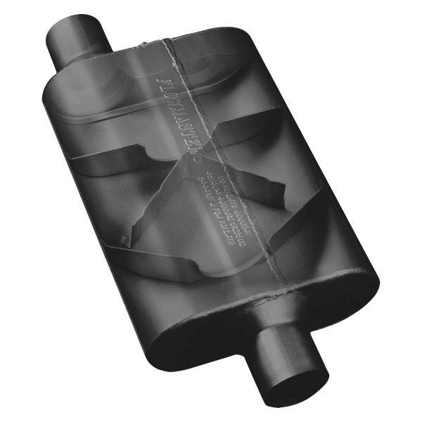 Chargez l&#39;image dans la visionneuse de la galerie, Flowmaster 42542 - 40 Series Aluminized Steel Oval Black Exhaust Muffler (2.5&quot; Center ID, 2.5&quot; Offset OD, 13&quot; Length) - RACKTRENDZ
