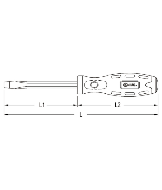 Genius 509+1966 - Tournevis plat à fente 1,2 x 6,5 mm 230 mmL