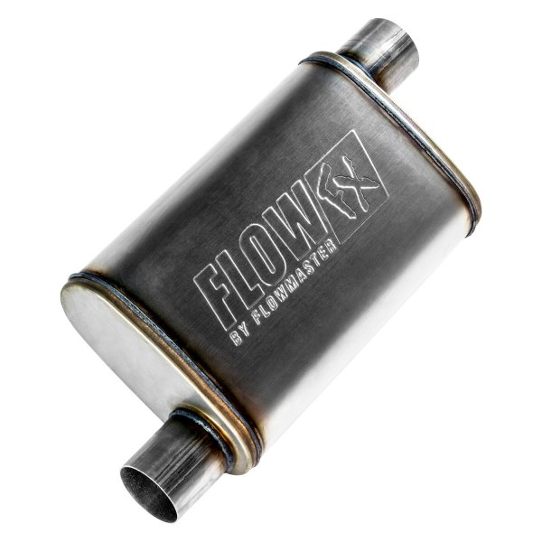 Load image into Gallery viewer, Flowmaster 71236 - FlowFX 409 SS Oval Gray Exhaust Muffler (2.5&quot; Offset ID, 2.5&quot; Offset OD, 14&quot; Length) - RACKTRENDZ
