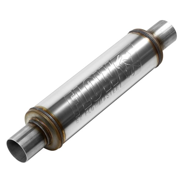 Load image into Gallery viewer, Flowmaster 71415 - FlowFX 409 SS Round Gray Exhaust Muffler (2.25&quot; Center ID, 2.25&quot; Center OD, 14&quot; Length) - RACKTRENDZ
