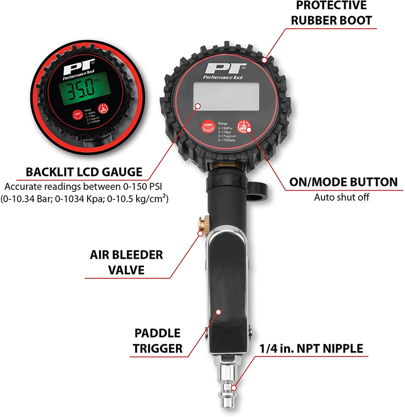 Load image into Gallery viewer, Performance Tool M526 - HD Digital Tire Inflator with Gauge Kit, 0-150 PSI - RACKTRENDZ
