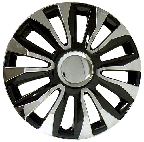 RTX 80-1286 - (4) ABS Wheel Covers - Black & Chrome 16