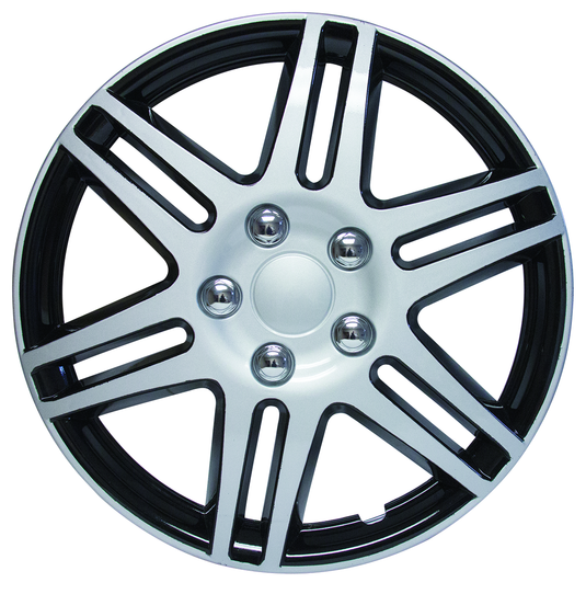 RTX 80-1414  - (4) ABS Wheel Covers - Black & Silver 14