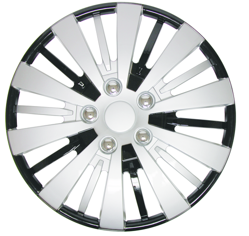 RTX 80-1466SB  - (4) ABS Wheel Covers - Black & Silver 16