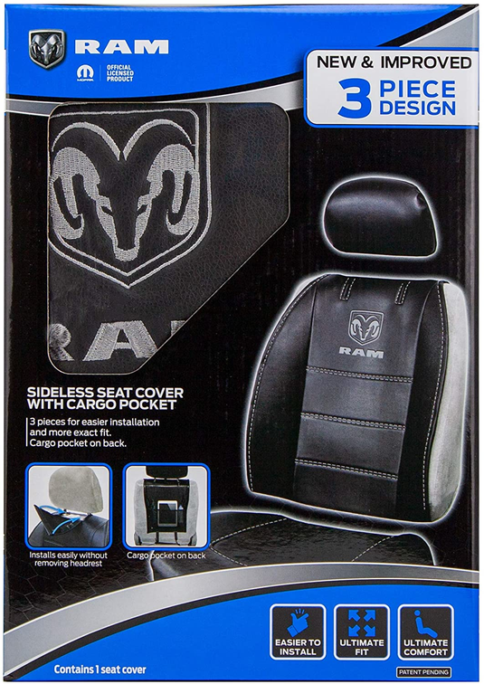 Plasticolor 008628R25 - Ram Deluxe 3 Pc. Sideless Seat Cover, Black - RACKTRENDZ