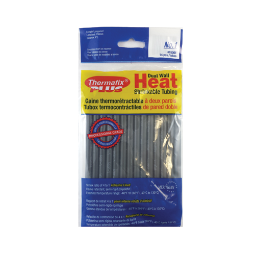 Merithian 15001 - Dual Wall Heat Shrinkable Tubing Thermafix Plus 1/4" x 6", Pack of 14