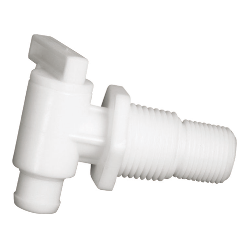 Camco 22243 Drain Valve - 3/8" or 1/2" MPT Barb without Flange, Bilingual - RACKTRENDZ