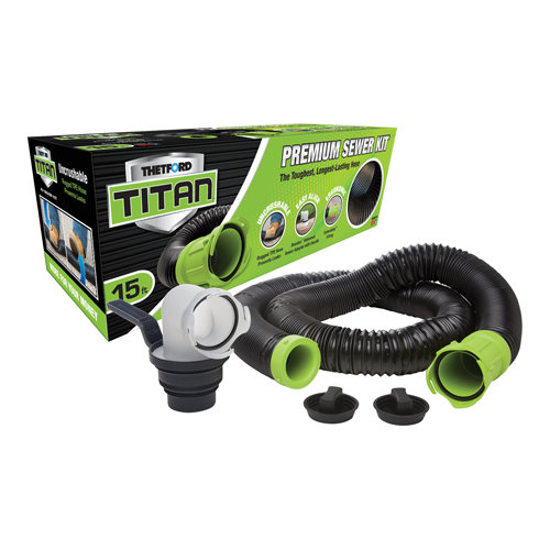 Thetford 17858 - Titan 15' Black Premium Sewer Kit with Bilingual Package - RACKTRENDZ