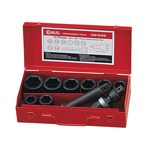 IMPACT SOCKET SET 3/4"DR 10PCS