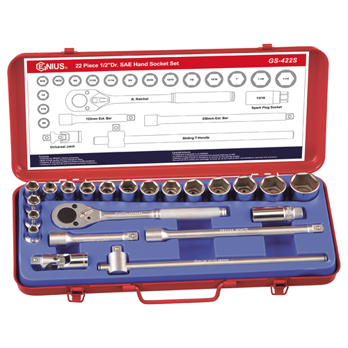 22PC 1/2"DR. HAND SOCKET SET - RT