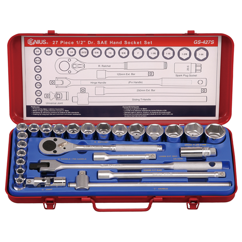 27PC. 1/2"DR HAND SKT SET GENI