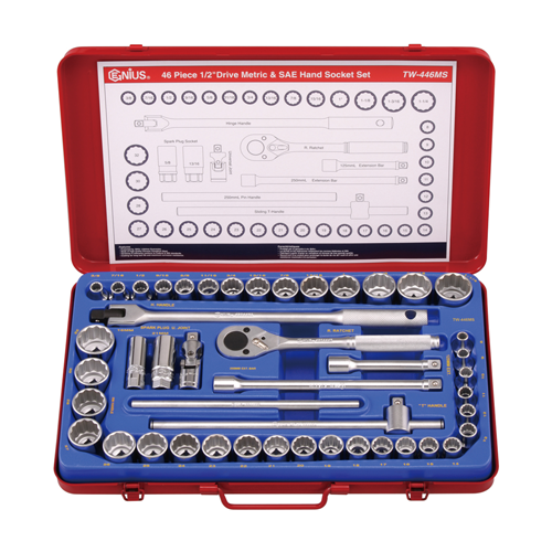 1/2"DR. 46PCS MET.&SAE HAND S.