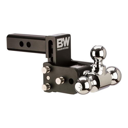 BW TS10047B - Class 4 Tow & Stow Adjustable 3" Drop Black Tri-Ball Mount for 2" Receivers - RACKTRENDZ
