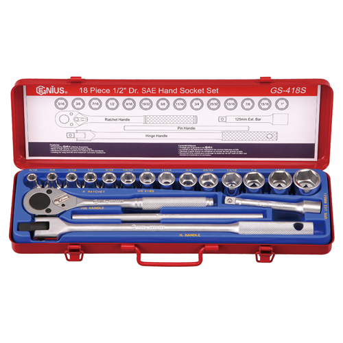 18PC 1/2"DR. HAND SOCKET SET - RT