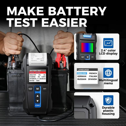 Topdon BT300P - 12V Lead-Acid Vehicle Battery Tester With a Built-in Printer - RACKTRENDZ