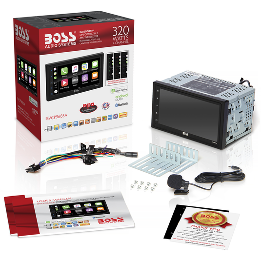 Boss BVCP9685A - Double-DIN, Apple CarPlay, Android Auto, MECH-LESS Multimedia Player (no CD/DVD) 6.75" Touchscreen Bluetooth - RACKTRENDZ