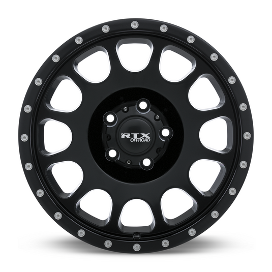 RTX® (Offroad) • 082804 • Baja • Satin Black with Milled Rivets • 18x9 6x135 ET10 CB87.1