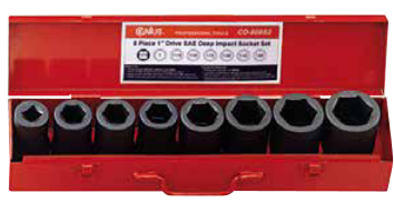 CD-808S2 - 8 Pieces 1” Drive SAE Deep Impact Socket Set
