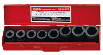 Genius CD-808S5 - 8 Pieces 1” Drive SAE Deep Impact Socket Set