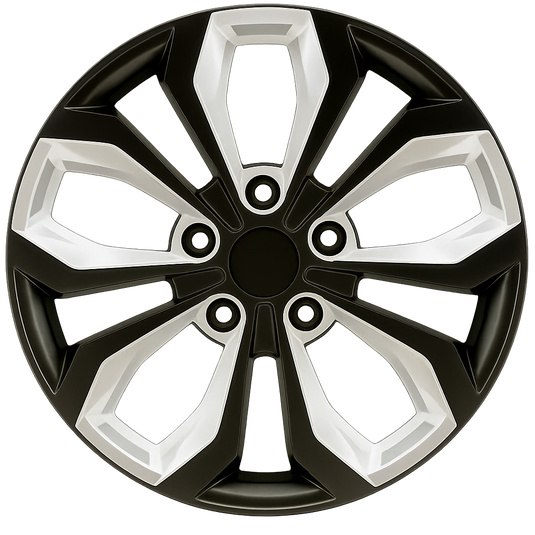 (4)ABS HUB CAPS - 15" BLACK/SILVER