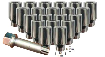 Ceco CD2809GET-5 - (20) Écrous de roue chromés pour accordeur 9pt 14X1,50 Longueur 44 mm