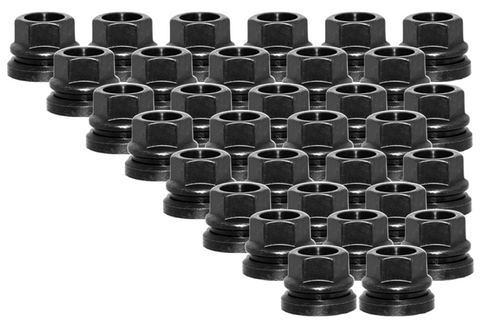 Ceco CD980027-32 - (32) BLACK Ford S/D SRW 99-02 OPEN FLAT SEAT NUT 23mm HEX 21mm 14x2.00