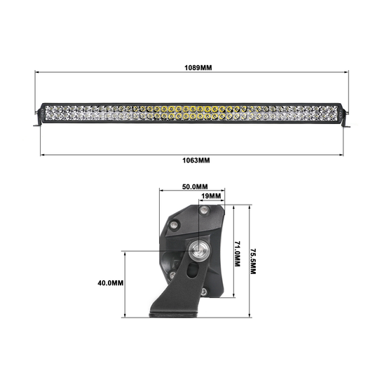 CLD CLDBAR40D - 40" Straight Dual Row Spot/Flood Combo Beam LED Light Bar - 15780 Lumens - RACKTRENDZ