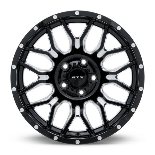 RTX® (Offroad) • 163729 • Griffe • Noir brillant fraisé avec rivets • 18x9 6x139.7 ET-12 CB106.1