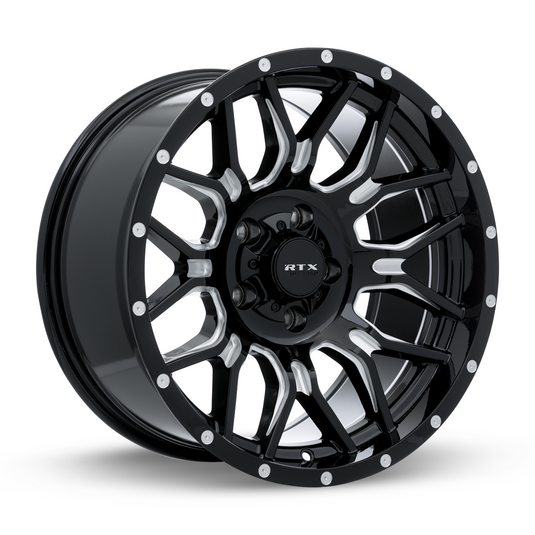 RTX® (Offroad) • 163726 • Griffe • Noir brillant fraisé avec rivets • 18x9 5x127 ET-12 CB71.5