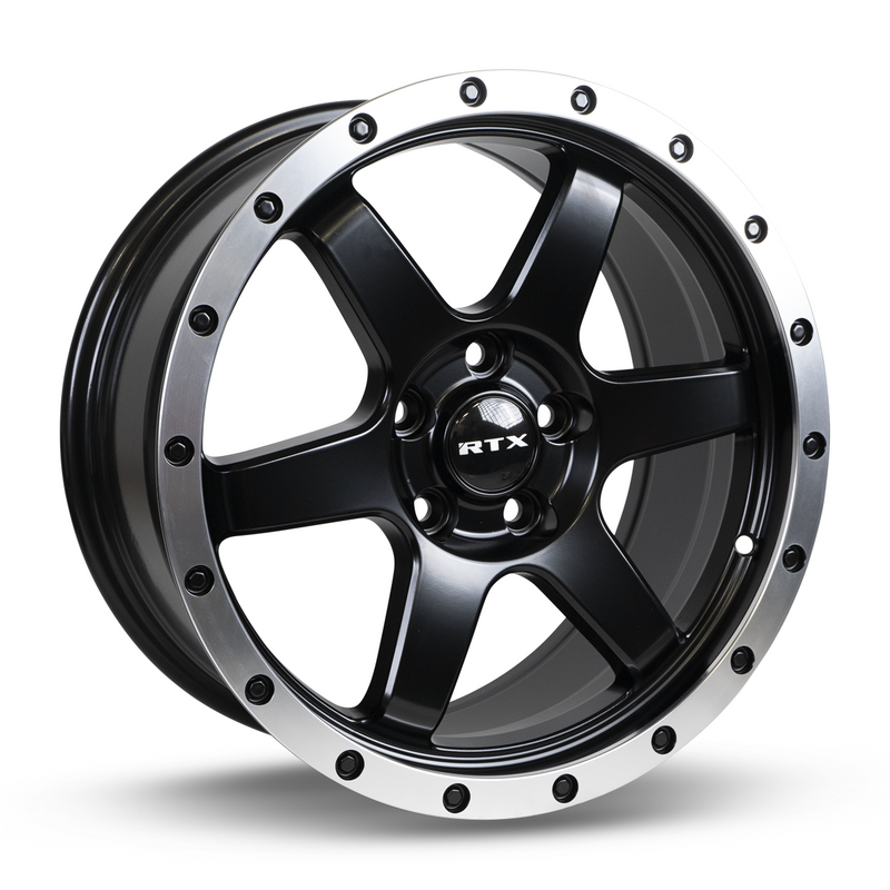 Load image into Gallery viewer, RTX® (RTX) • 083014 • Dakar • Satin Black Machined Edge Lip • 17x8 5x114.3 ET35 CB73.1
